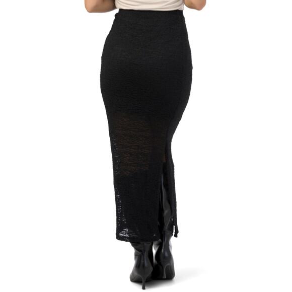 NWT MELLODAY Women's Lace Sheer Overlay Stretch Maxi Skirt - Picture 2 of 5